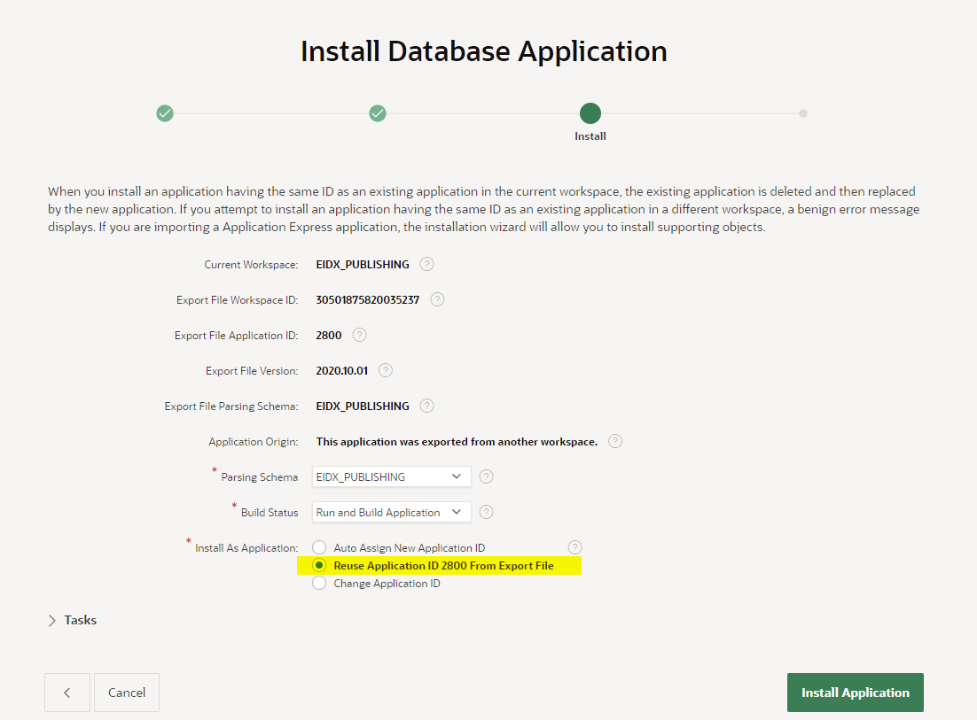 Lietotnes ID izmantošanai atsevišķā darbtelpā