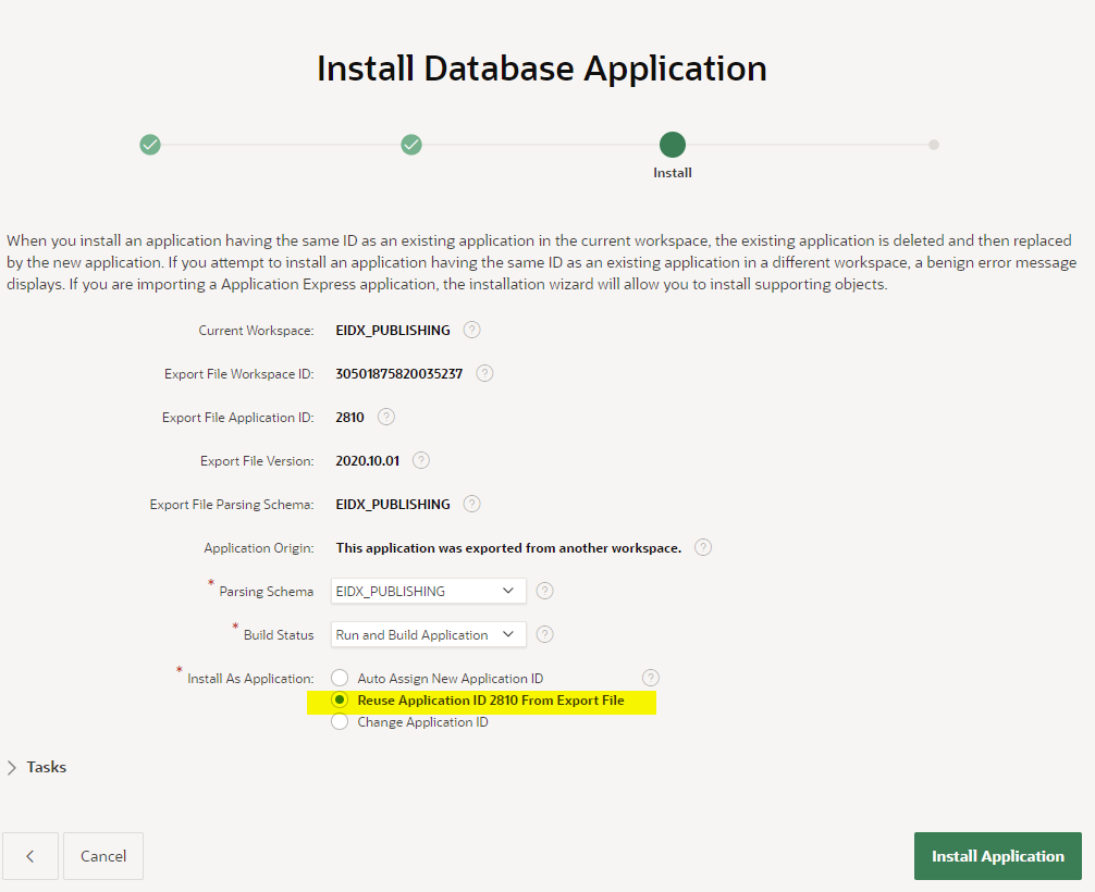 Lietotnes ID izmantošanai atsevišķā darbtelpā